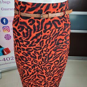 Women's Terracota Animal Print Skirt